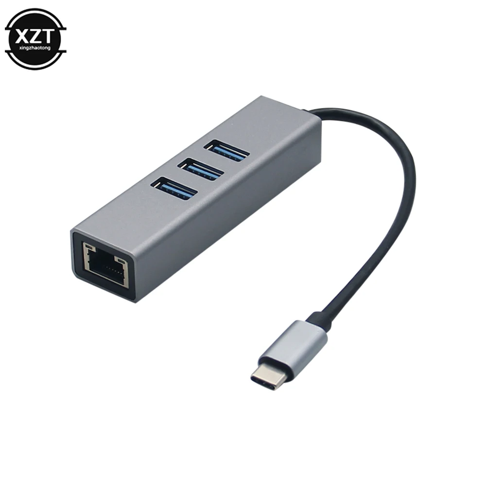 USB 3.0 HUB 1000Mbps 3 Ports USB 3.0 Type C HUB to Rj45 Gigabit Ethernet Adapter RTL8153 for MacBook Laptop Computer