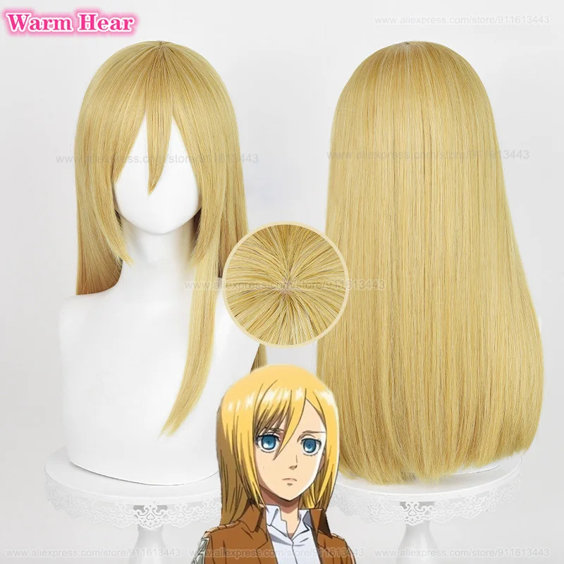 

50cm Long Historia Reiss Cosplay Wig Krista Lenz Wig Golden Yellow Cosplay Anime New Wig Heat Resistant Synthetic Wigs + Wig Cap