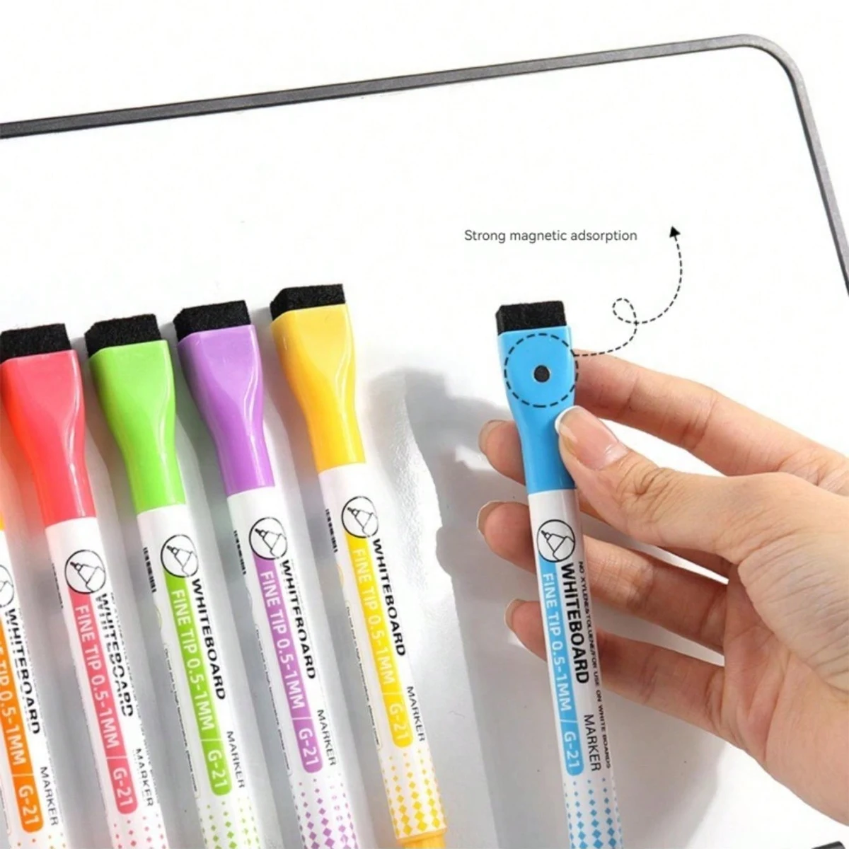8pcs 0.5mm Magnetic Dry Erase Markers Color/Black Whiteboard Marker Pen Office School White Board Stationery Extra Fine Pens marker pens