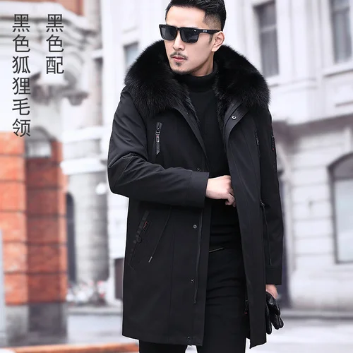 

Collar High quality Men Male Jacket 2023 Men's Coat Winter Mens Clothes Real Mink Parkas 100% Ropa Fox Fur