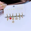 MIGGA 6pcs Mix and Match Huggie Earrings Set Gold Color Zircon Heart Flower Dangle Earrings for Women 5