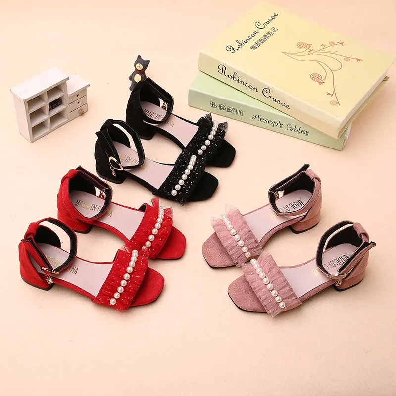 Girls Summer Sandals Kids Fashion Princess Pearl Wedding Party
