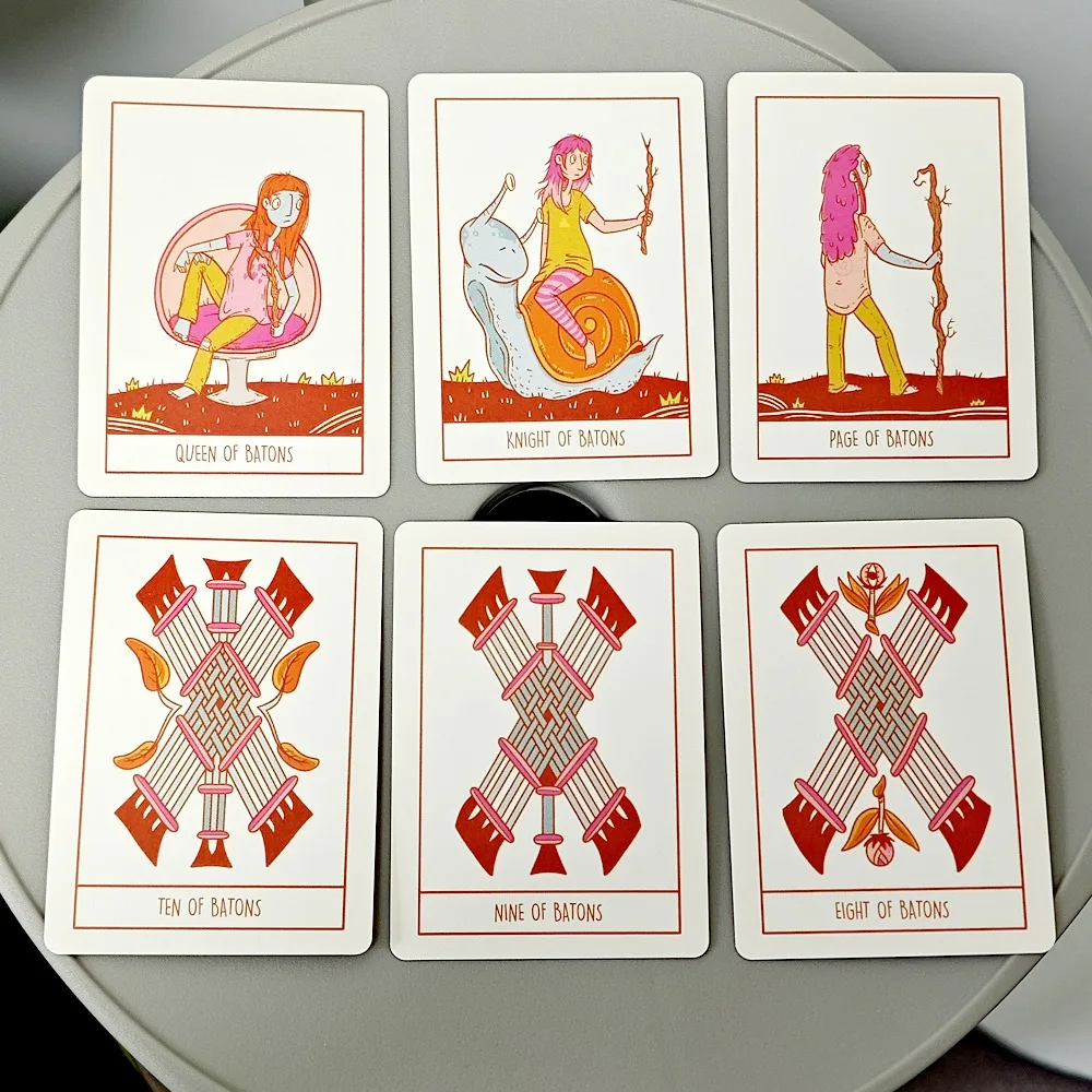 9*6.5cm Squid Cake Tarot 78 Card Deck with Knights Riding Creatures, Quirky Faces and A Delicious Colour Palette 6