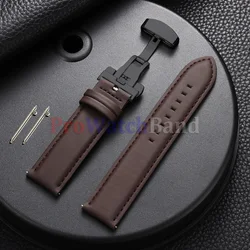 Handmade Retro Sport Strap with Gold Butterfly Buckle - 18mm (Dark Brown - Black)