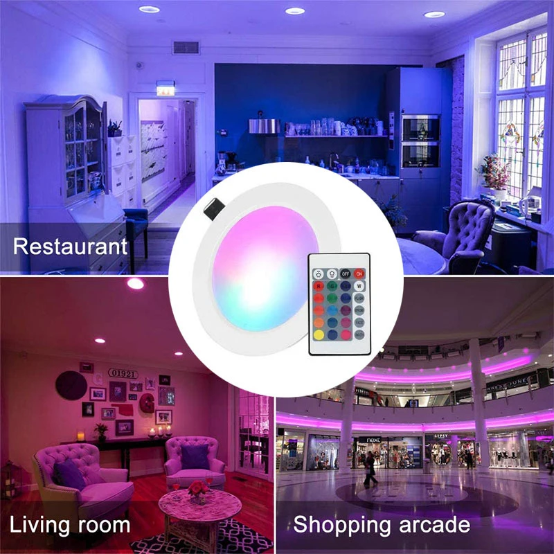 RGB LED Downlight AC 10W/15W Ceiling Light AC 110V 220V Dimmable Downlight Recessed Led Spot Lamp With IR Remote Control Lamp 5