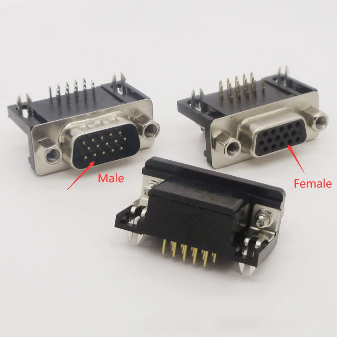 5 Pz Db15 Dr15 3 Righe Porta Parallela 15 Pin D Sub Femmina Maschio 15 Vie Pcb Connettore A 90 Gradi Db15 Presa Spina Adattatore Vga