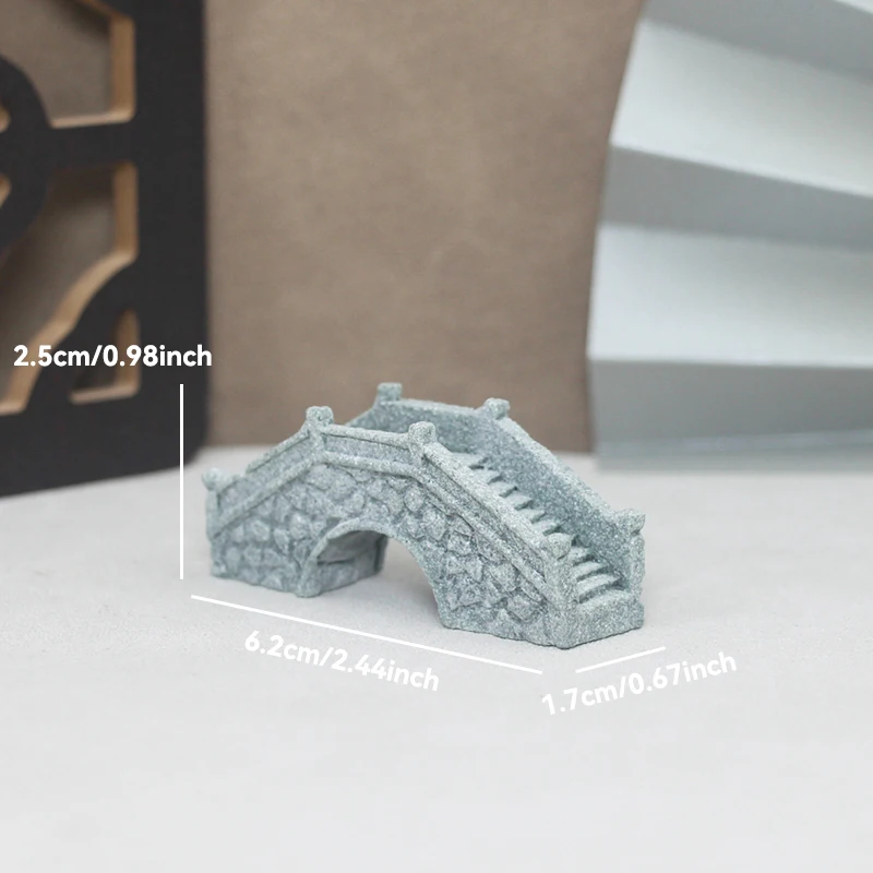 Miniature Sandstone Bridge Figurine for Decorative Landscaping and Fairy Gardens
