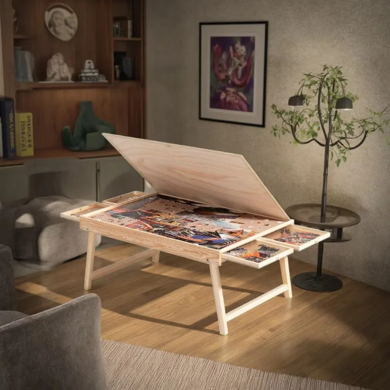 Jumbl 1000-Piece Puzzle Board With Drawers, Lazy Susan & Cover
