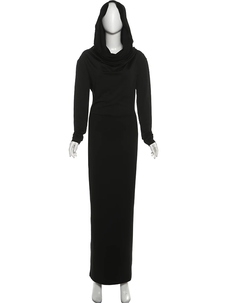 Nibber Ruched Maxi Dress Women Slash Neck Full Sleeve Skinny Stretch Solid Classic Simple High Street Elegant Banquet Vestidos