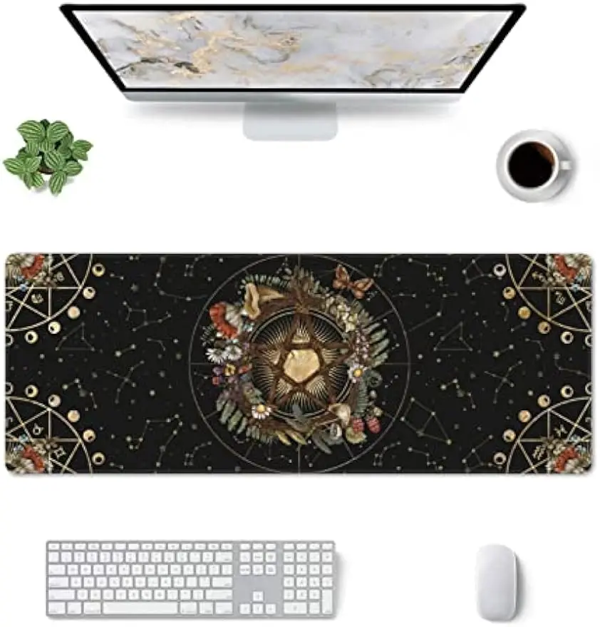 TUBAMQ Tappetino per mouse da gioco, con sistema solare Galaxy Moon Star tappetino per mouse antiscivolo in gomma tappetino da scrivania, grande