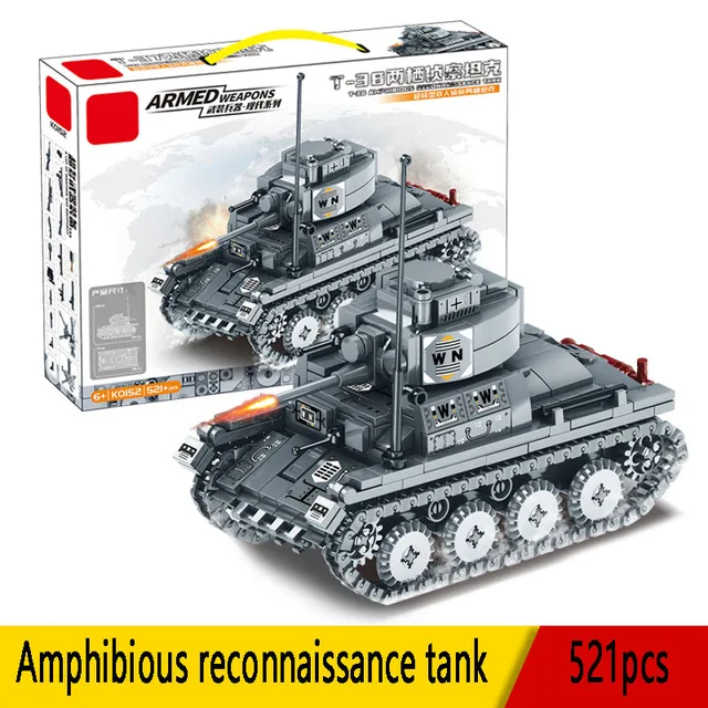 Boy Toy Assembling Building Block Military Tank Chariot Warship Children's Educational Science and Education Building Block Toy 2