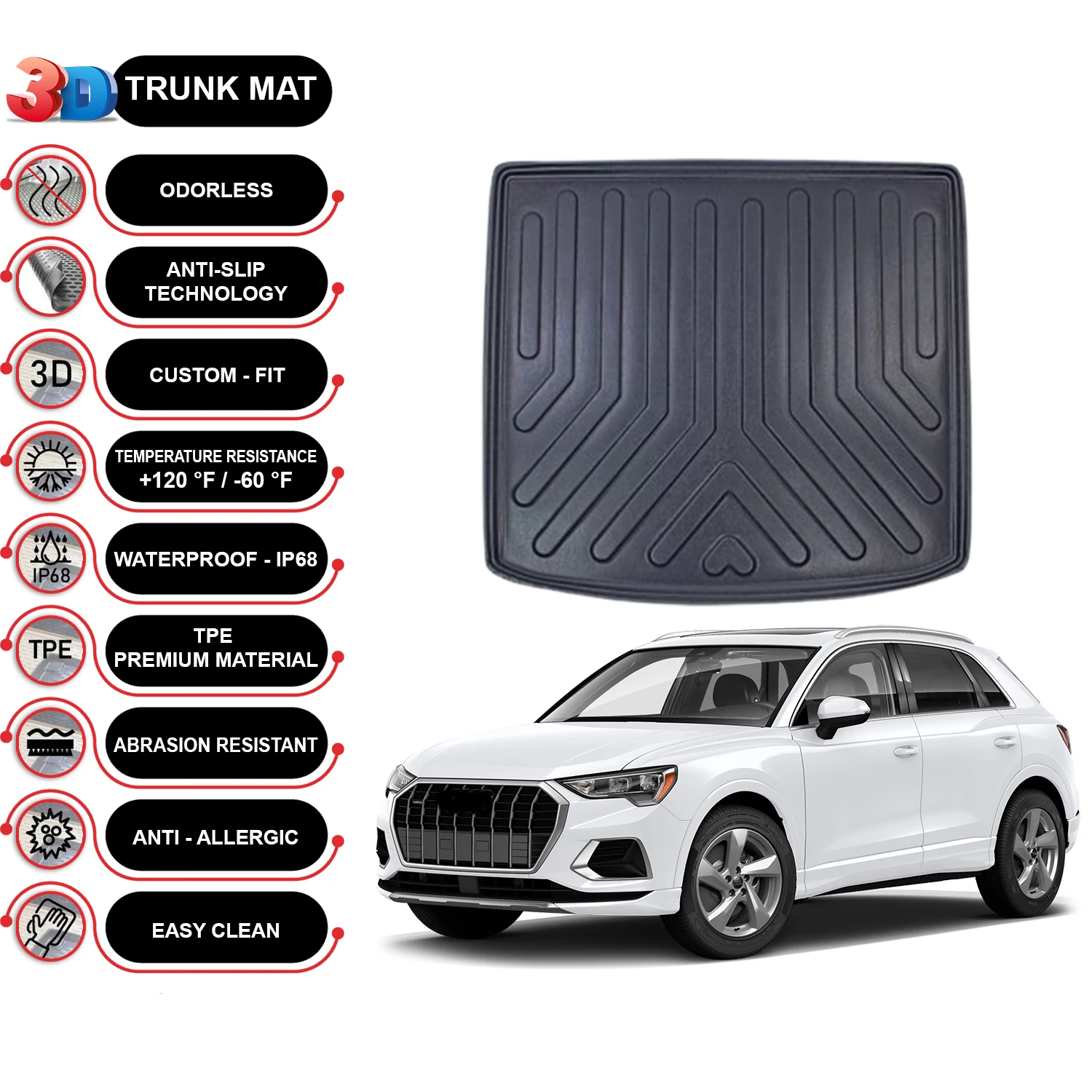 

Audi Q3 2018-2023 Cargo Liner Rear Trunk Floor Mat