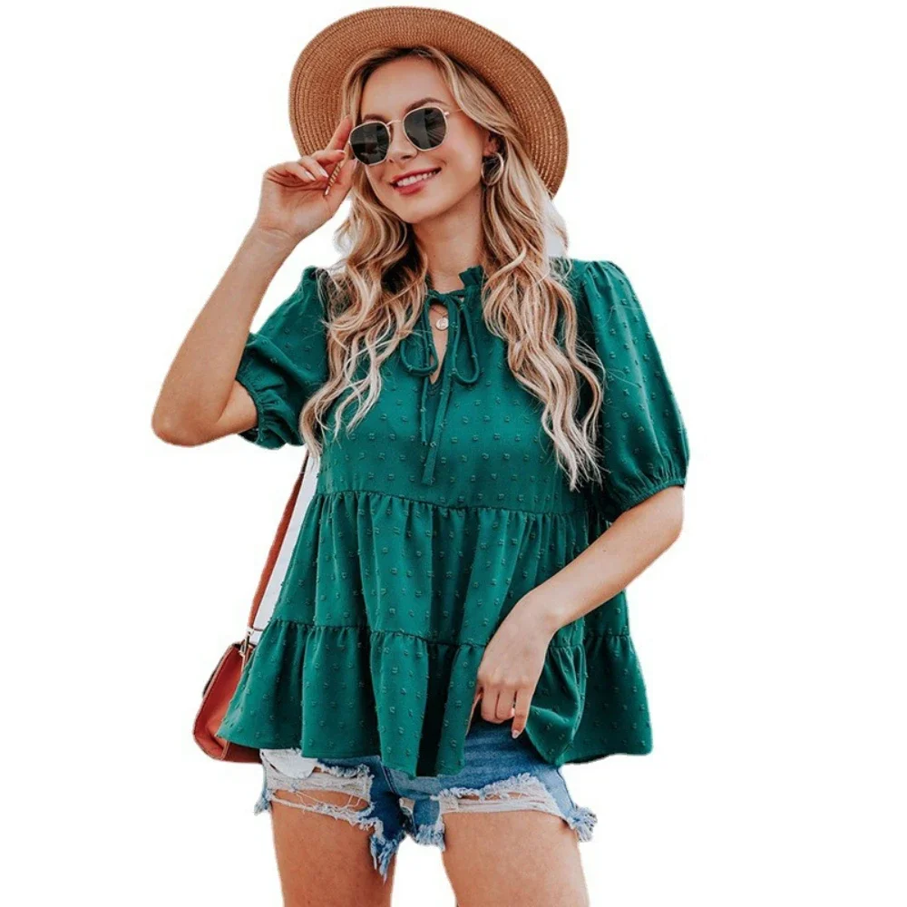 

Womens Female Fashion Short Sleeve blouse Shirts Tops New styles 2023