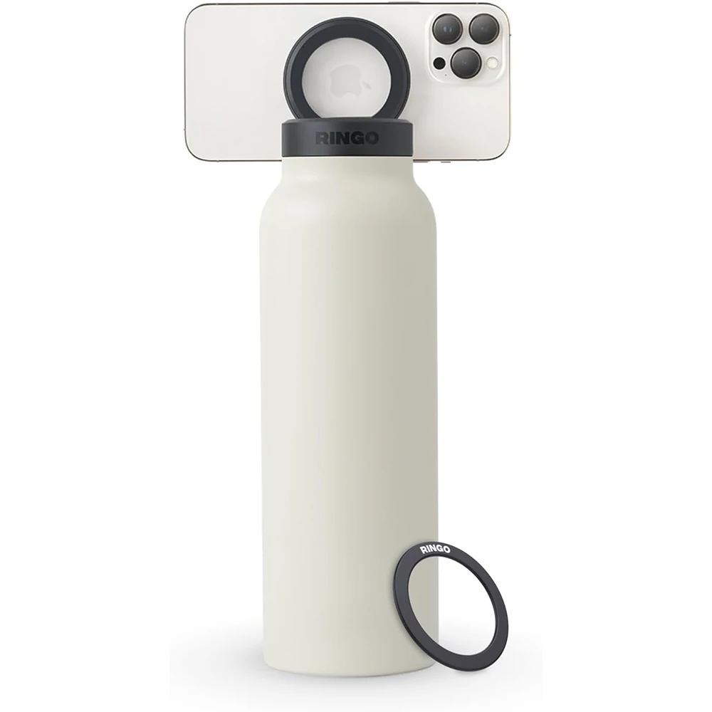 

Insulated Water Bottle for iPhone w/Magnetic Phone Mount - Stainless Steel Water Bottle w/Tripod Phone Holder Perfect Gift