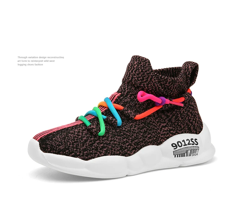2025 neue Marke Kinder Schuhe Junge Mädchen Atmungsaktive Schuhe Casual Sport Schuhe Weiche Outdoor Kinder Stricken Turnschuhe Größe 26-38 – Detail 22
