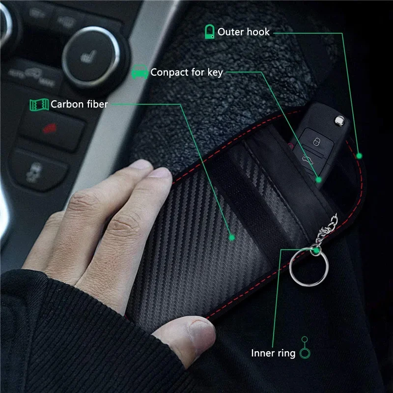 Carbon Fiber Car Remote Control Shielding Key Pack Double Shielding Signal Anti-theft and Anti-loss Key Case Car Accessories