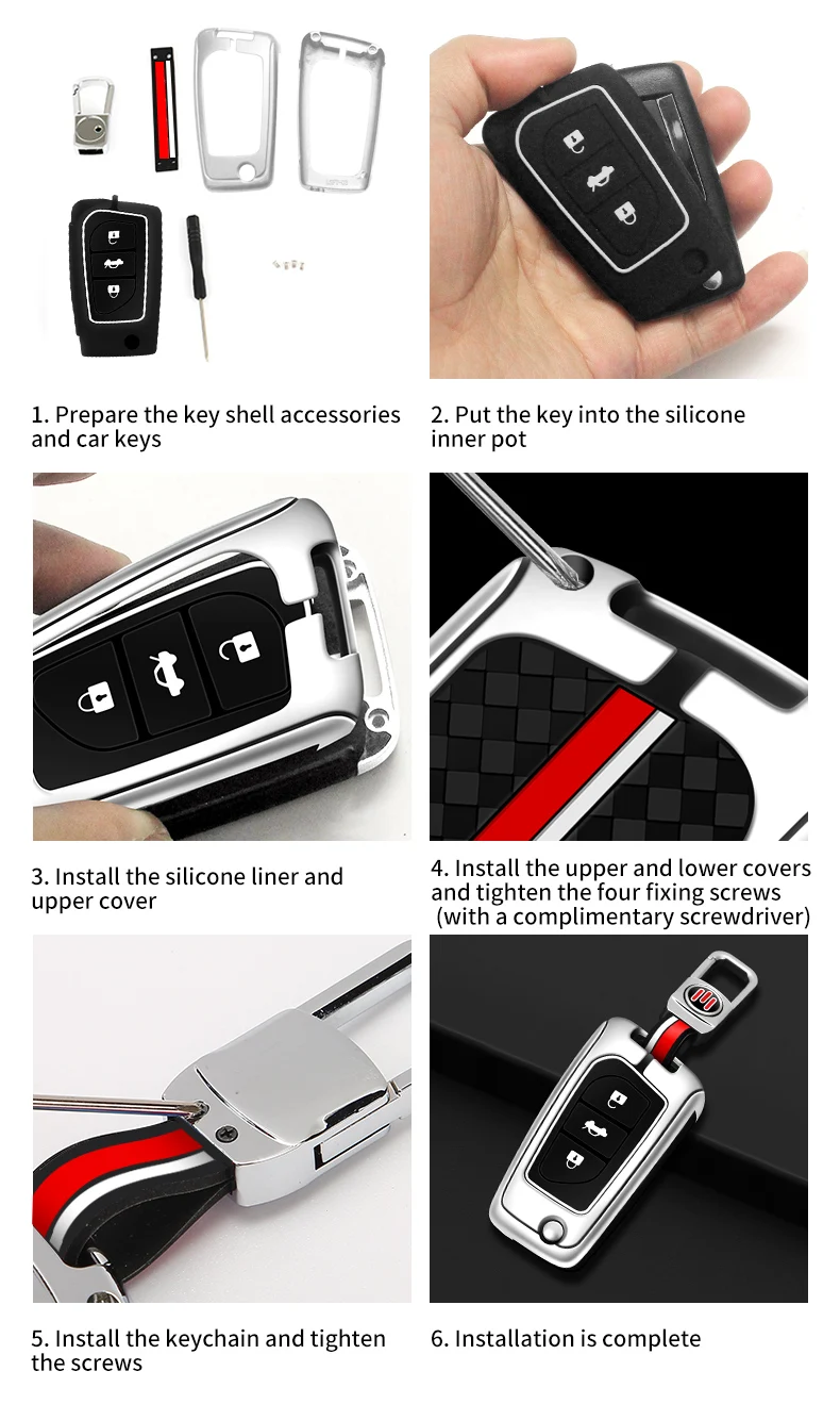Zinc Alloy Car Key Case Cover Shell Fob For Toyota Auris Corolla Avensis Verso Yaris Aygo Scion TC IM Camry RAV4 Forturner Hilux - S23b5a474d82c4cdf8e1fc53a3e131a241