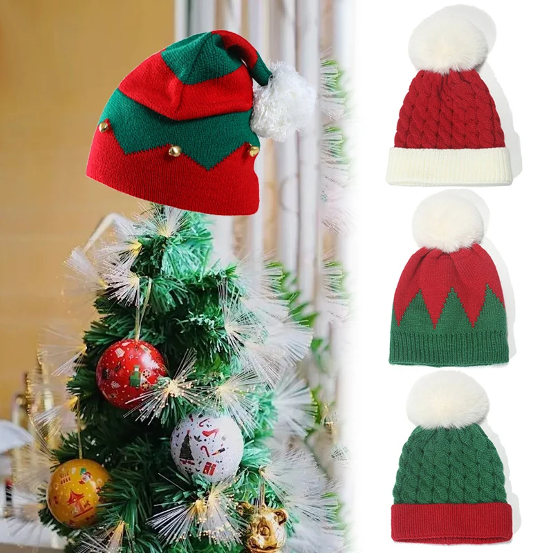 

Christmas Beanie Hats Caps Knitted Crocheted Pompon Ball Warm Bell Parent Child Fashion Accessories