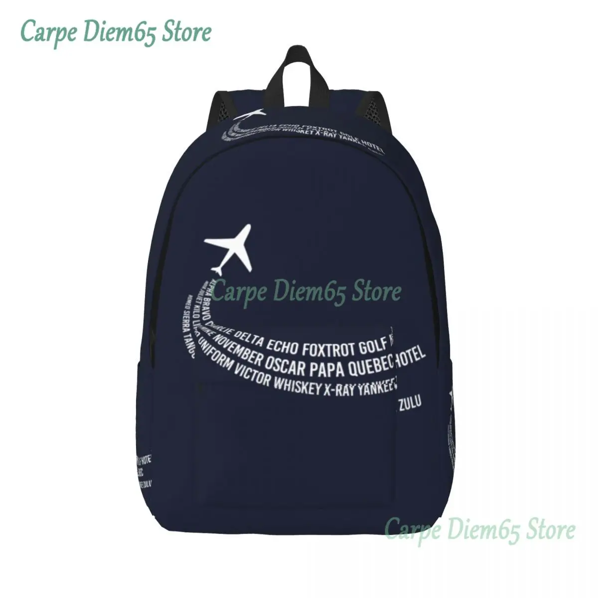 

Phonetic Alphabet Pilot Airplane Travel Canvas Backpack School Computer Bookbag Aviation Aviator College Student Daypack Bags