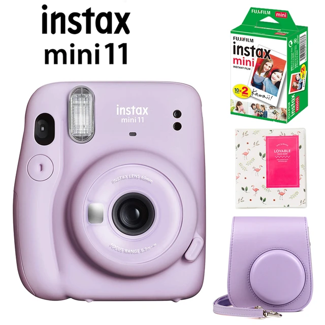 Fujifilm-instax miniインスタントカメラミニ,11, 12,ピンク,ブルー,グレー,ホワイト,パープル,20 instax  mini,ホワイトフィルム,ケース,64ポケットアルバム