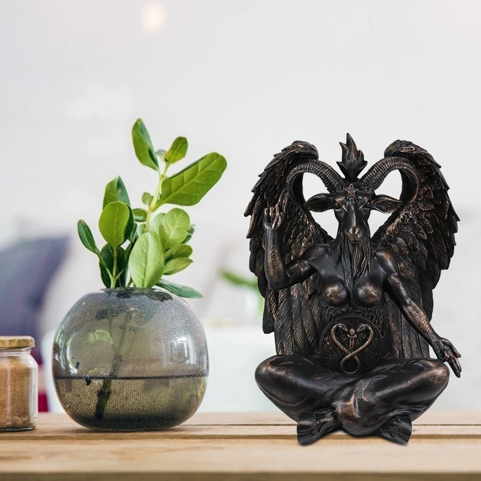 Baphomet Satan Statue Black Satan Figurine Decoration Goat Resin Statue With Exquisite Workmanship Religious Ornaments for Home