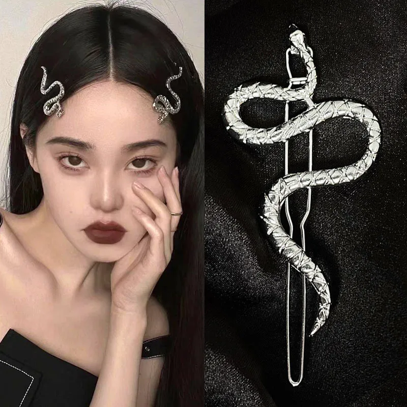 [BlackMuse] 愛の不時着☆gold silver plated hair pin SET Gothic Punk Metal Snake Medusa Hairpin Hair Clip for Women
