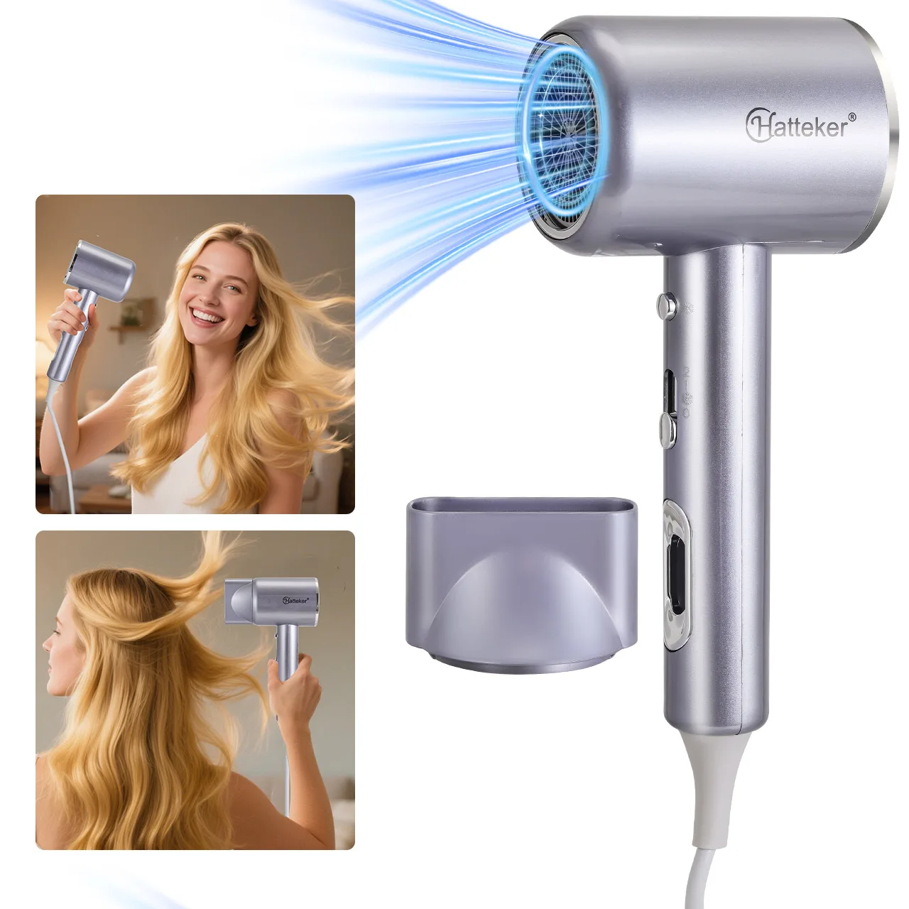 Hatteker 3200 W tragbarer Haartrockner, 3 Temperatureinstellungen, Heimgebrauch, Hotel, Salon, professioneller elektrischer Föhn für Reisen – Detail 18