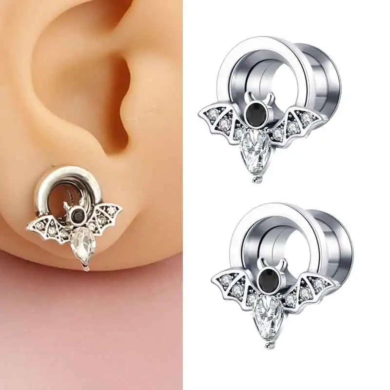 Ear Gauges 316L Stainless Steel Ear Tunnels Plugs Piercing Jewelry Brass  Ear Stretchers Expander Plugs and Tunnels Silicone