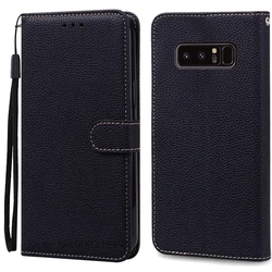 Leather Wallet Flip Case for Samsung Galaxy Note 8 - Book Style Cover Coque s (Black)