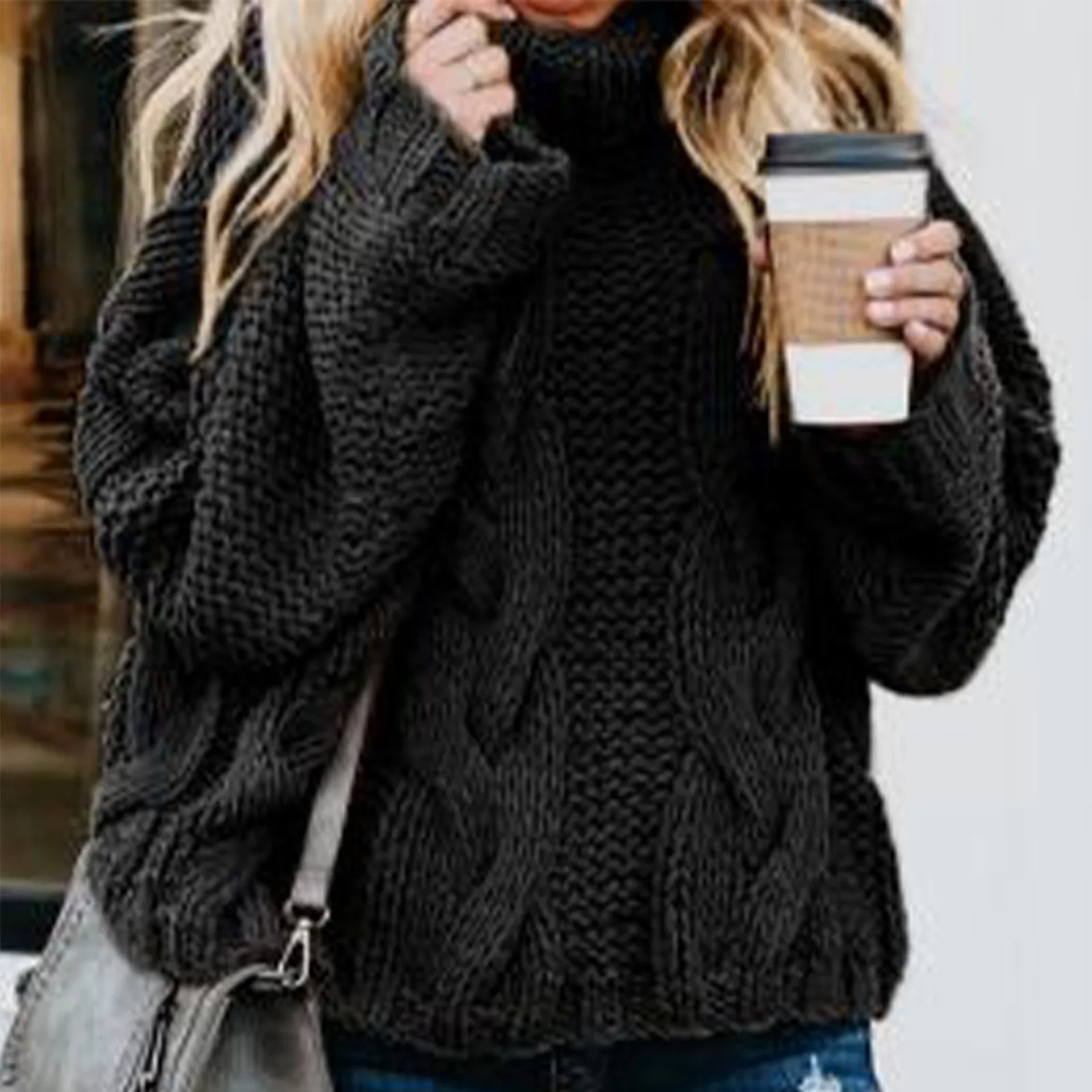 

Knitted Sweaters Women Casual Long Sleeve Turtleneck Chunky Knit Pullover Sweater Tops Korean Fashion Harajuku Women Clothing