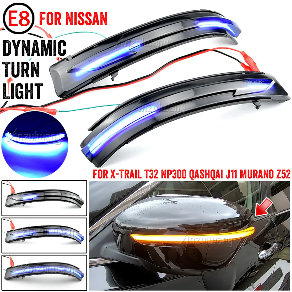 

For Nissan X-Trail T32 Rogue Qashqai J11 Murano Z52 Juke Navara Pathfinder LED Dynamic Turn Signal Side Mirror Indicator Light