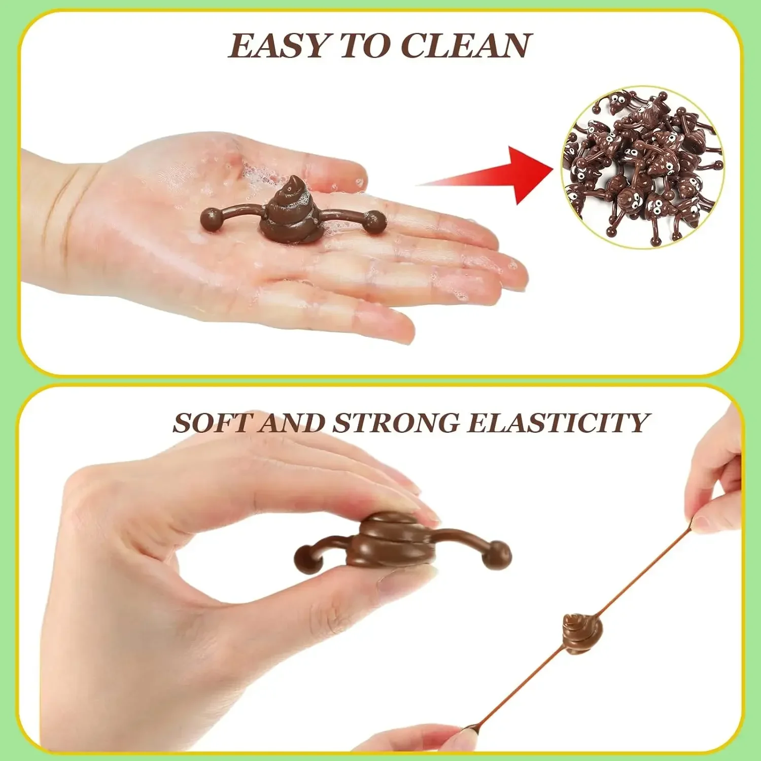12pcs Mini Rubber Slingshot Poop Slingshot Toy Flying Poop Toys Smiling Stretchy Toy Stress Relief Gift Kids Adult Party