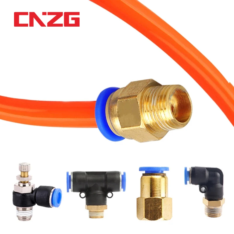 Pneumatic Air Connector Fitting PC PCF/PL/PLF 4/6/8/10/12mm Thread 1/8 1/4 3/8 1/2 Hose Fittings