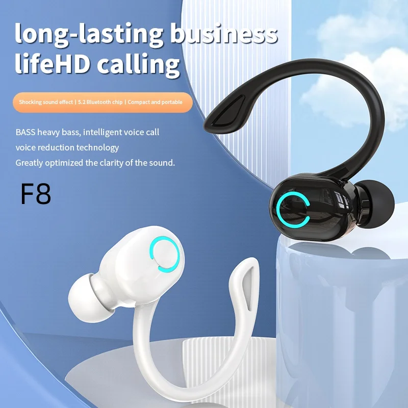 

2023 F8 Wireless Earphones Sport Headphones Bluetooth 5.2 Earbuds Handsfree Headset With Mic for Samsung Xiaomi