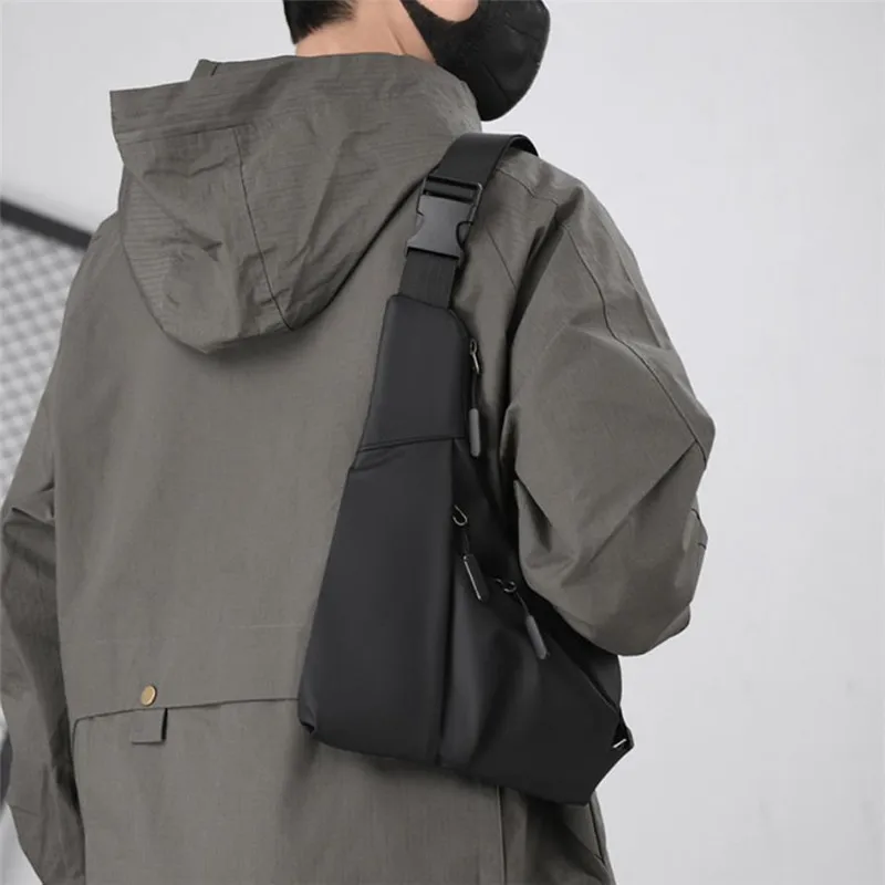 Waterproof Fabric Triangular Anti Theft Close Fitting Chest Bag Casual Leather Film Mens Bag Left Right Shoulder Cross Body Bags