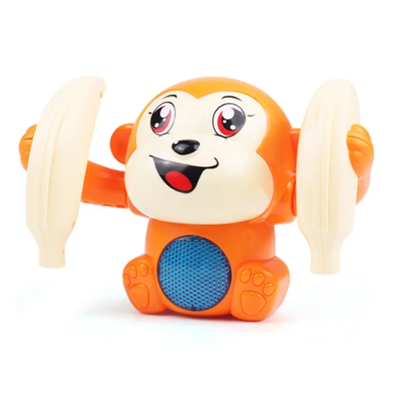 Electric Rolling Monkey Toy Street Stall Cartoon Flip Banana Sound Control Sensation Monkey Toy from China Origin Plush Toys