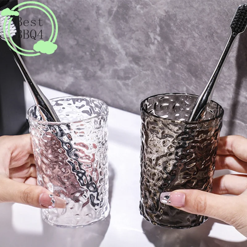 (BBQ4)Plastic Mouthwash Cup With Handle Home Bathroom Tumblers Portable Mug Transparent Toothbrush Holder_voghion.com