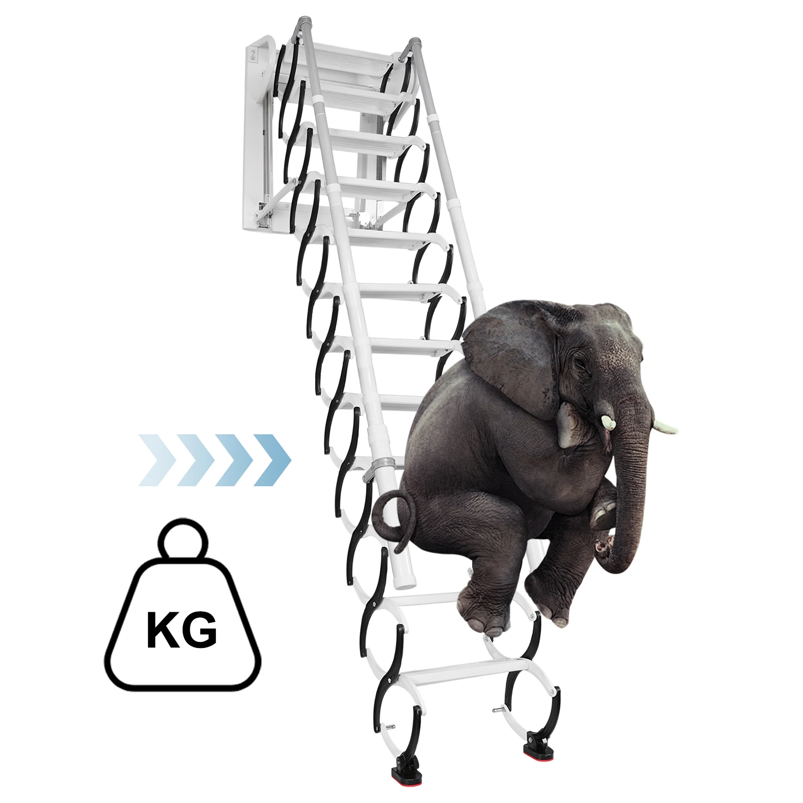 Metal Wall Mounted Folding Stairs Telescopic Attic Ladder