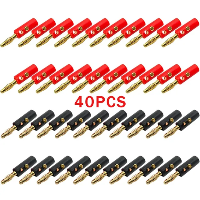 40PCS 4mm Banana Plug Gold Plated For Speaker Wire Red Black Audio Speaker Cable Wiring Post Banana Connector 1