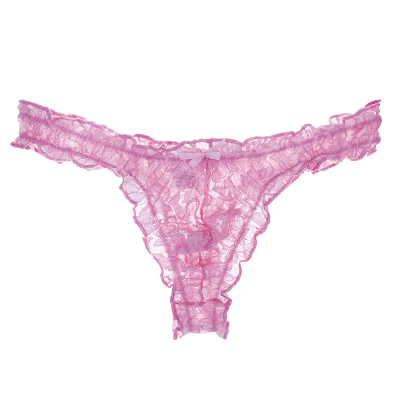 Mens Lace G-string And Thong Sexy Underwear See Through Tanga Bikini String Transparent Male Underpants T-back Panties