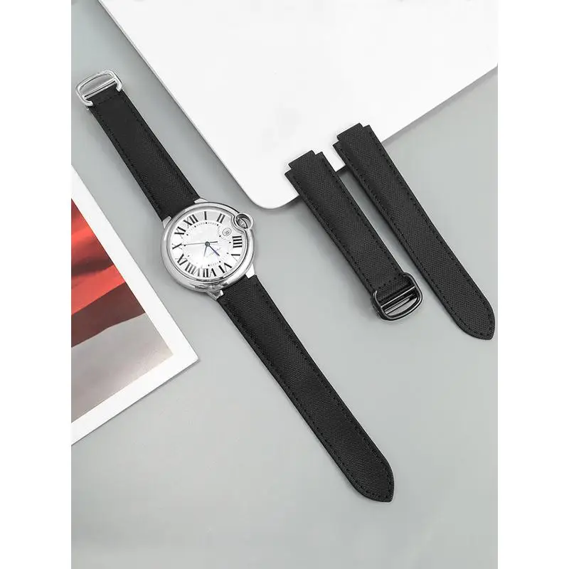 YOPO New Black Waterproof Canvas Men's And Women's Watch Chain, Folding  Buckle  Convex  Mouth Woven Nylon Watchband 20x8 16x9mm