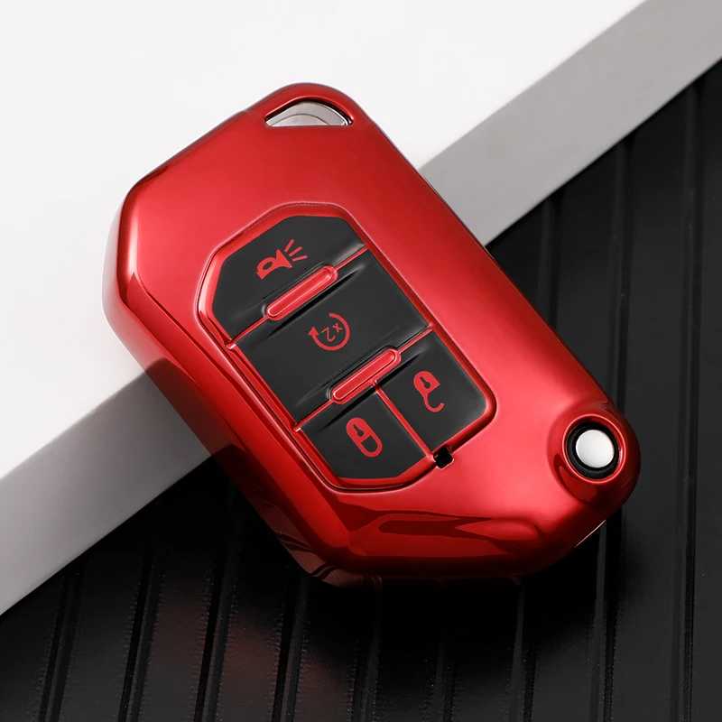 

Soft TPU Key Shell Fob Holder Cover Remote Protector Case for Jeep Wrangler JL TJ Gladiator JT 2018 2019 Keychain Protector