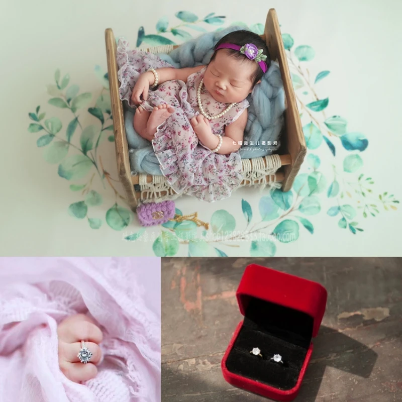 

Dvotinst Newborn Photography Props for Baby Mini Diamond Rings Bracelet Ornaments Necklace Photo Props Studio Shoots Accessories