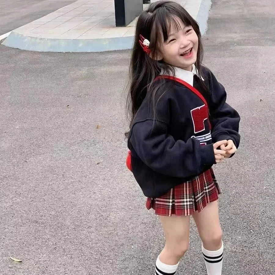 Children's Fashionable Autumn Collection Sweatshirt+Pleated Skirt 2-Piece Set For Girls 3-8 Years Old Brand: None 3