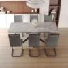 62.4" extendable 78.15" dining Table Set for 6-8 Person for Dining Room,C-shaped Tube Soft padded armless dining chair 6