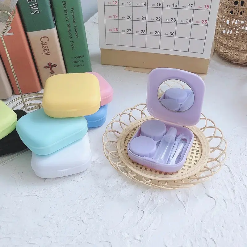 Compact Color Contact Lens Kit with Mirror and Travel Pouch