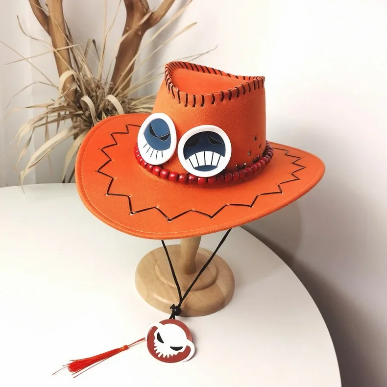 Anime Portgas D. Ace Cowboy Hat Cosplay Pirates Cap One Piece Fancy Dress  Up Costume Party Prop