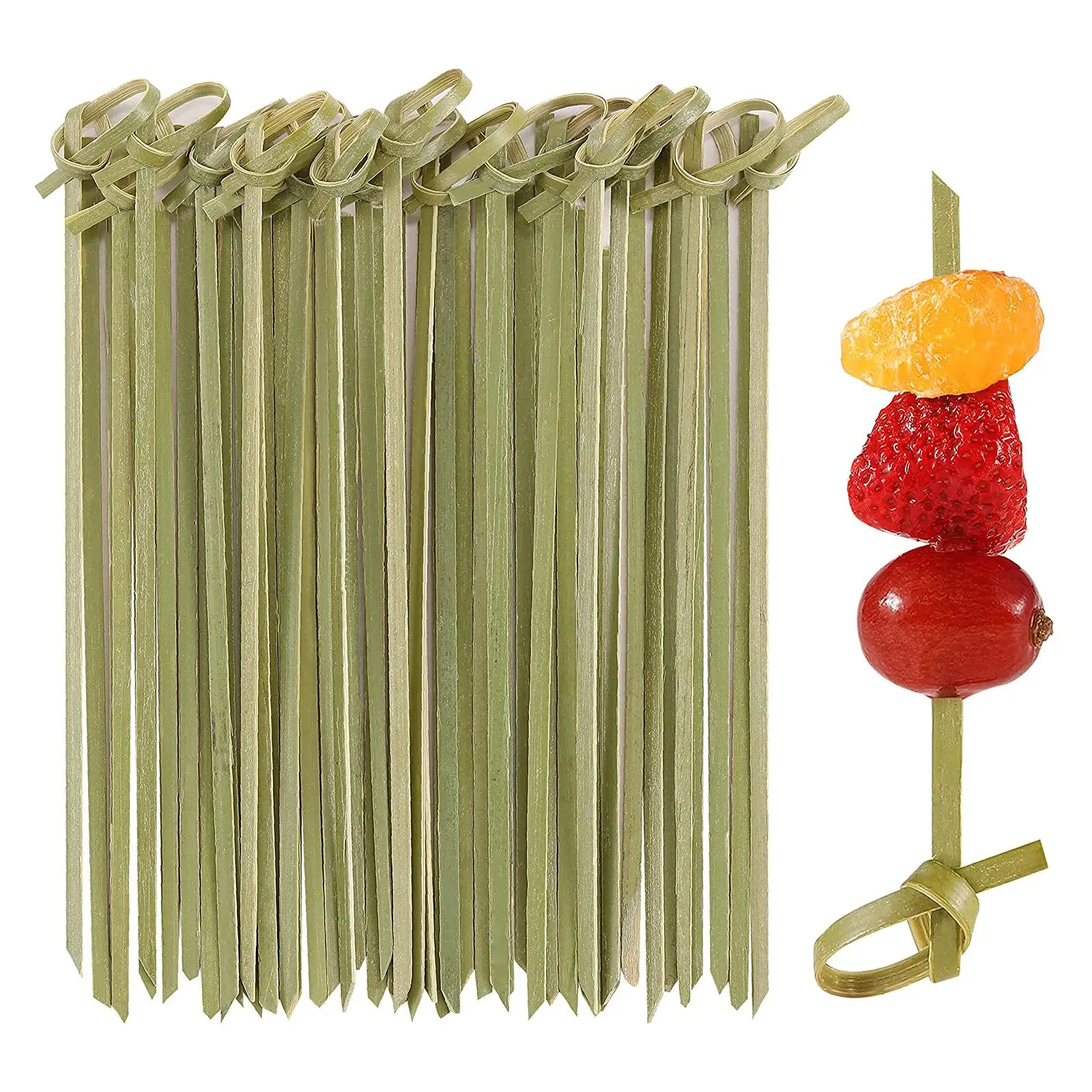 Description Picture 2 of item100pcs Disposable Bamboo Knot Skewers Cocktail Picks With Twisted Ends For Snacks Club Sandwiches Party Barbeque Forks