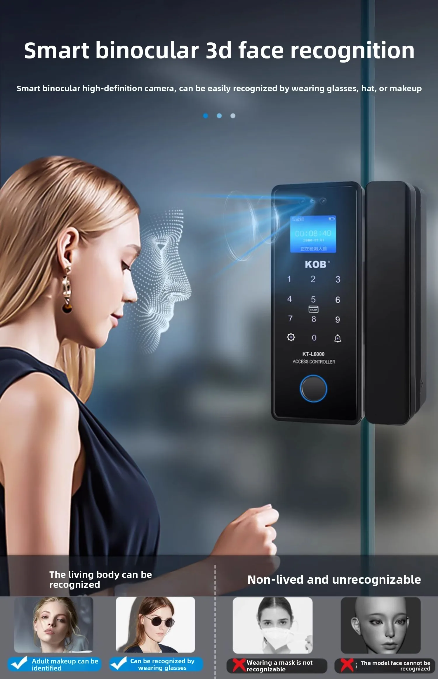 glass door fingerprint lock without opening holes Framed sliding door Intelligen