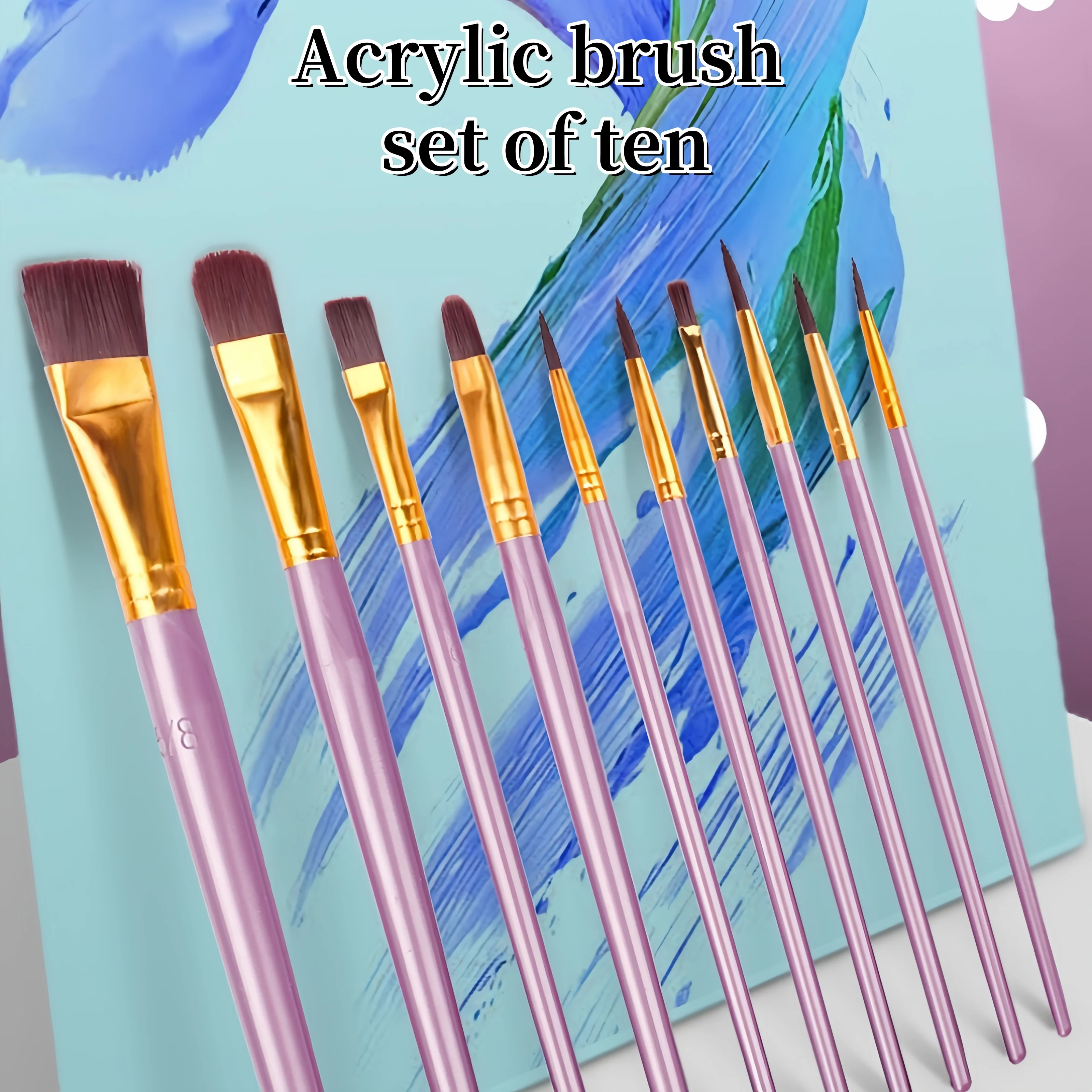 10 High-quality Nylon Brush Set of Oil Brush Plastic Rod Art Painting Watercolor Gouache Painting Pen